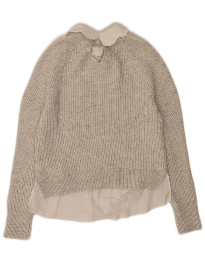 Ted Baker dame sweater med rund hals i overstørrelse US 0 2XS grå uld