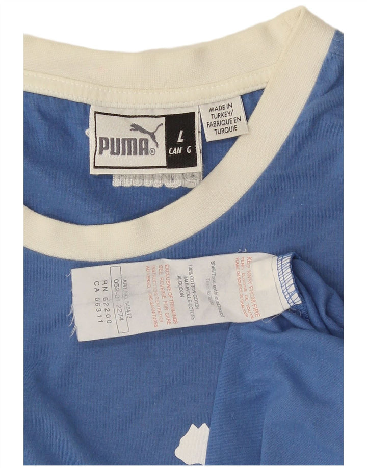Puma Herre Grafisk T-Shirt Top Stor Blå Bomuld