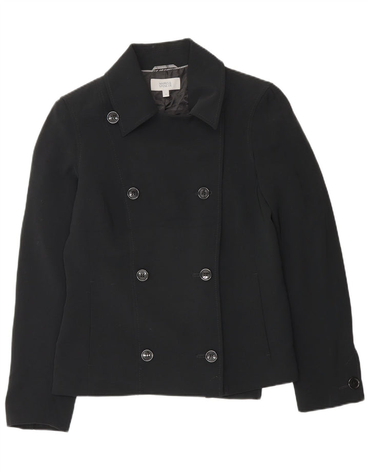 Marks & Spencer Dame Dobbeltradet Blazer Jacket UK 10 Small Black