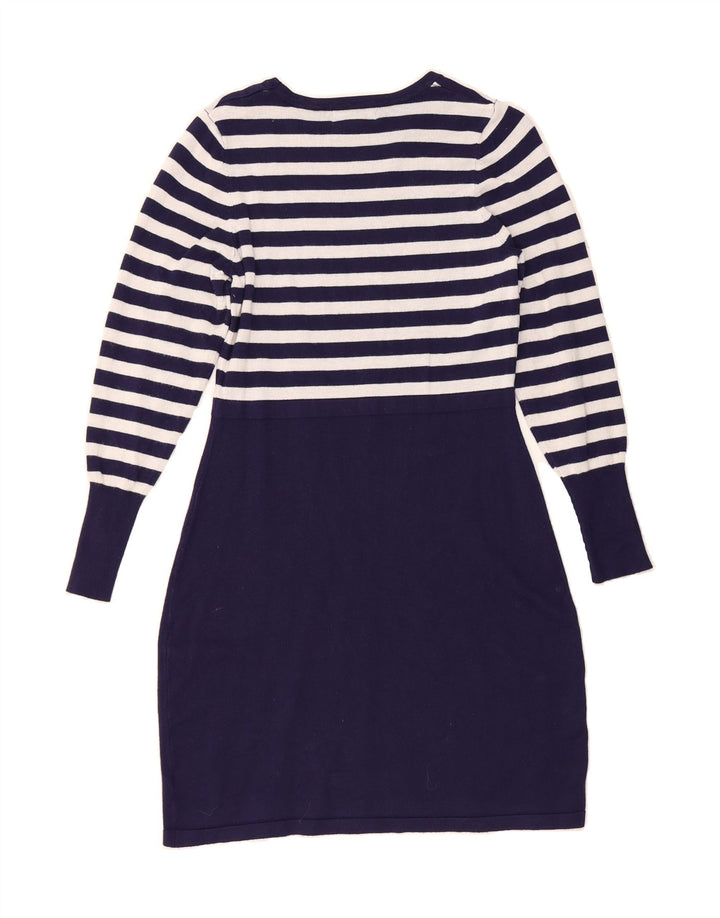 COAST Womens Jumper Dress UK 14 Medium Navy Blue Striped Viscose Vintage Coast and Second-Hand Coast from Messina Hembry 