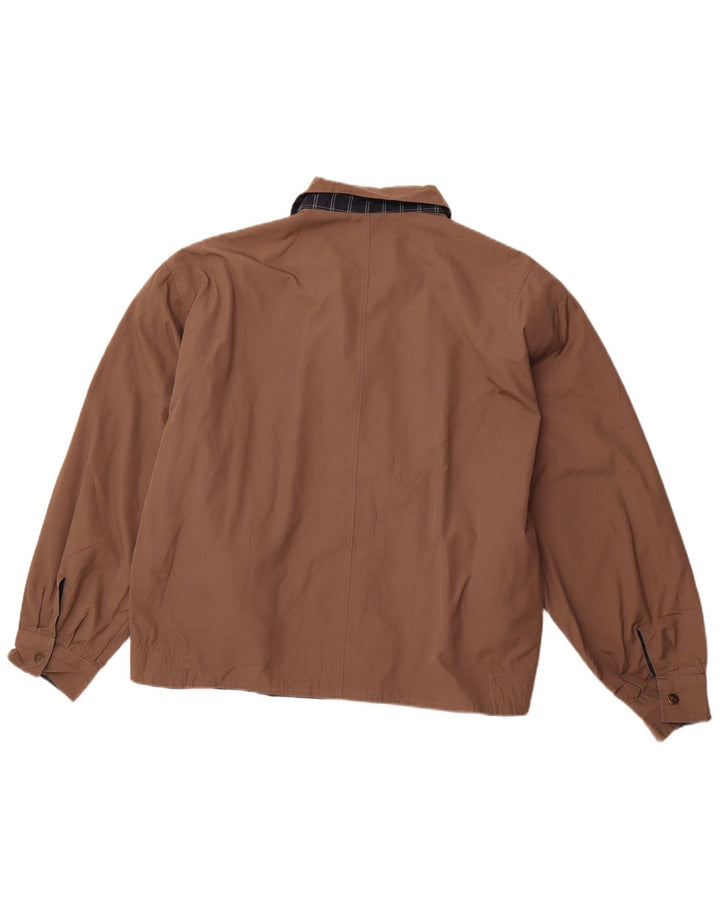 VINTAGE Vendbar herrejakke UK 40 Stor brun ternet polyester