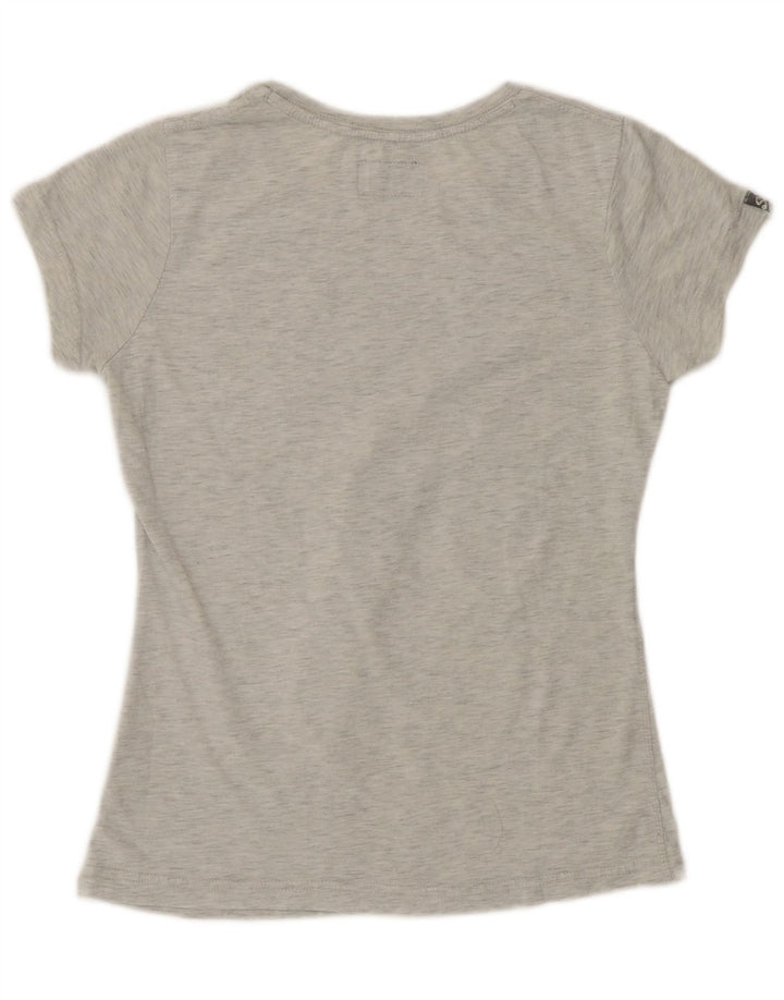 Superdry grafisk T-shirt top til kvinder UK 12 Medium Grey Flecked Polyester
