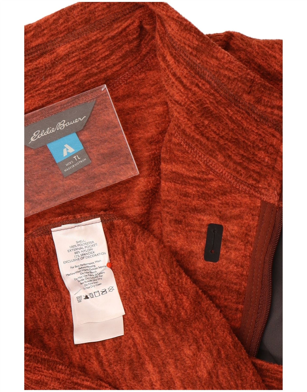 Eddie Bauer Herre lynlås hals Fleece Jumper Large Orange Flecked Polyester