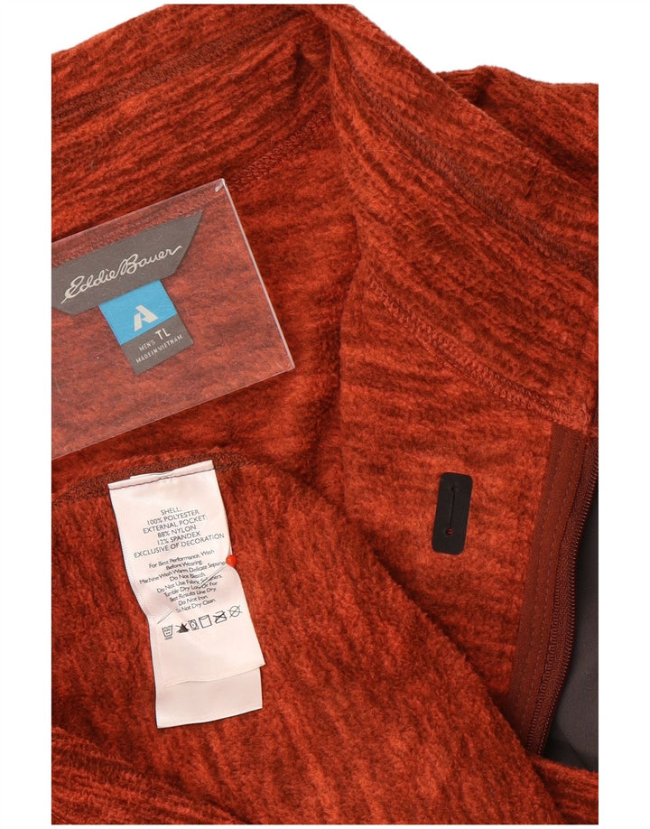 Eddie Bauer Herre lynlås hals Fleece Jumper Large Orange Flecked Polyester