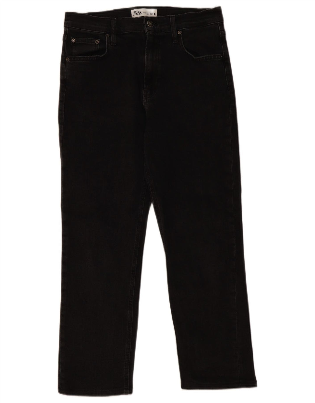 Zara Dame Cropped Jeans EU 40 Medium W30 L26 Sort