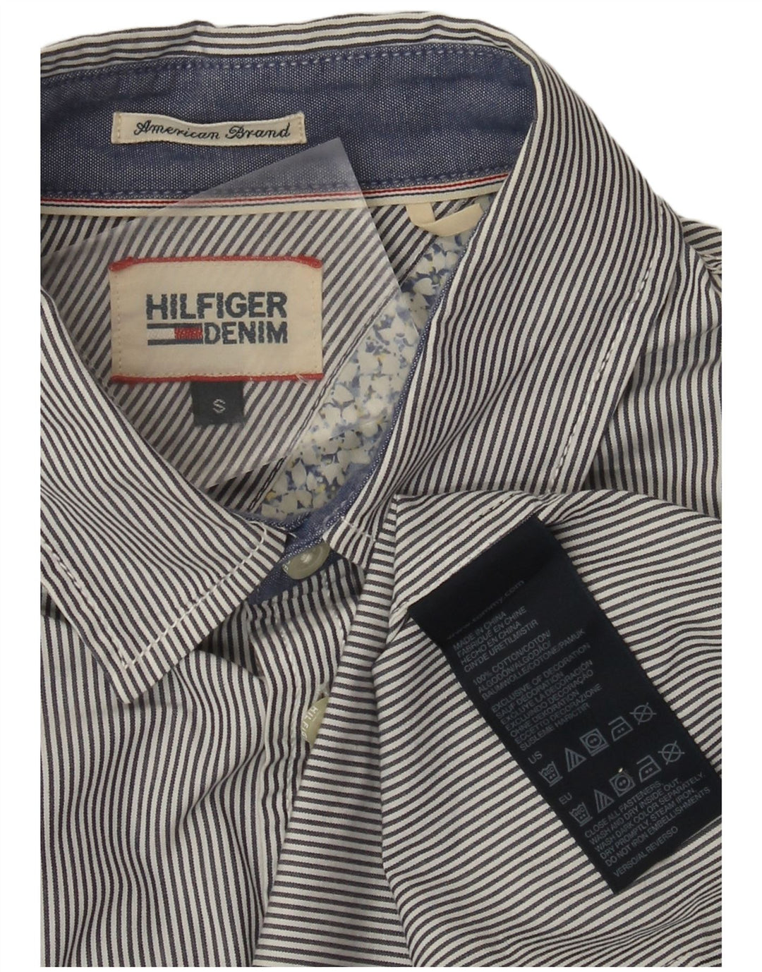 Tommy Hilfiger herreskjorte lille marineblå nålestribet bomuld
