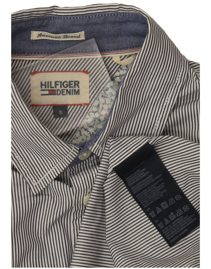 Tommy Hilfiger herreskjorte lille marineblå nålestribet bomuld