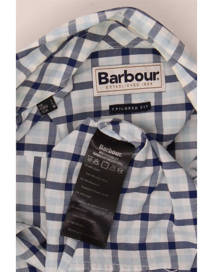 Barbour herreskjorte stor blå ternet bomuld