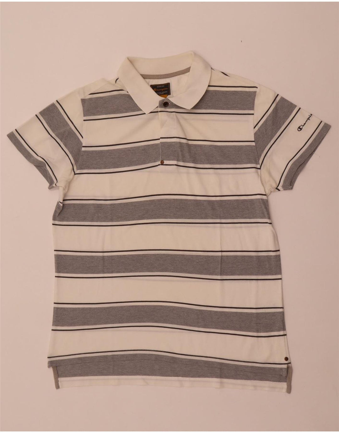 Champion herre poloshirt XL Hvidstribet bomuld