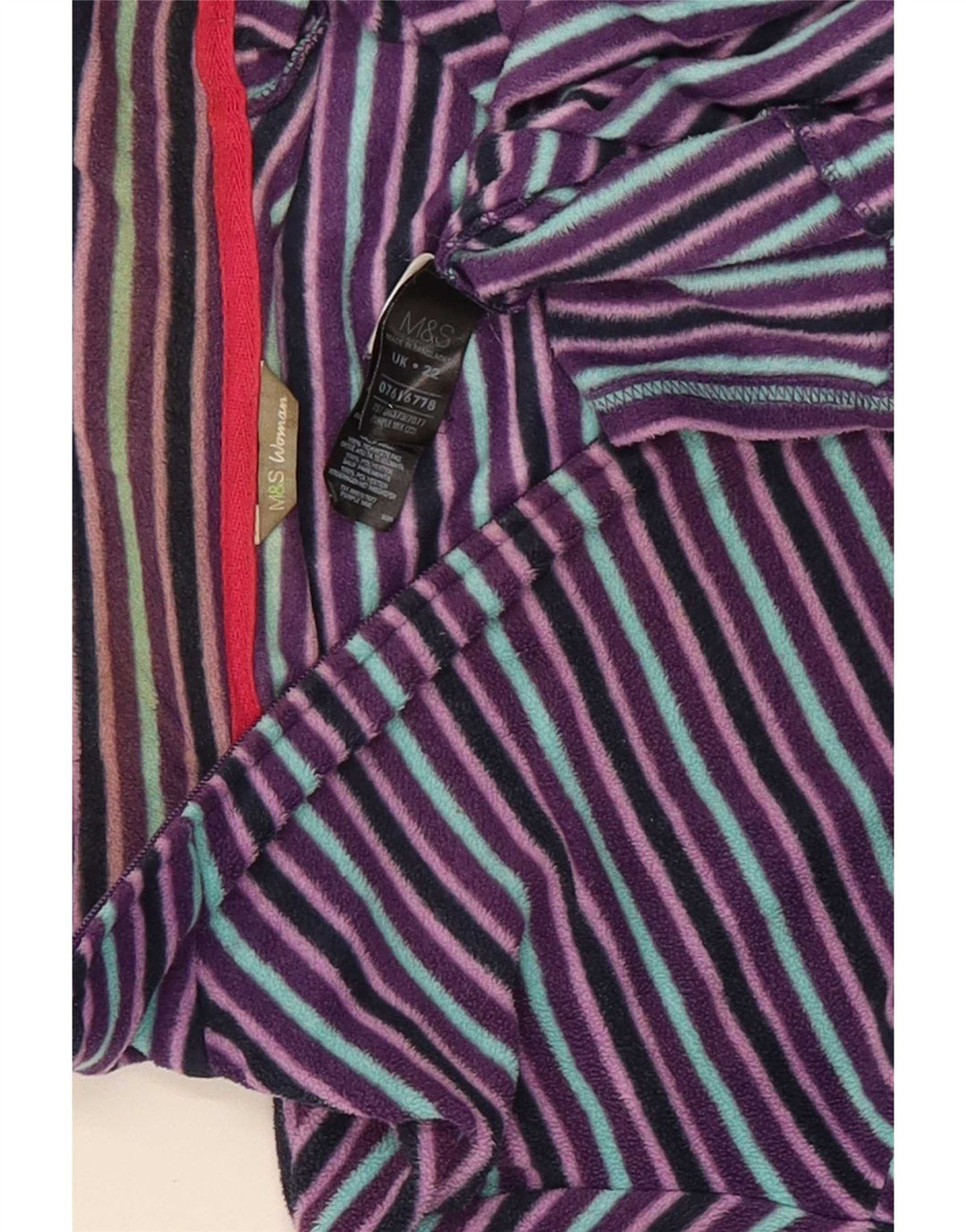 Marks & Spencer Fleecejakke til kvinder UK 22 2XL Lilla stribet polyester