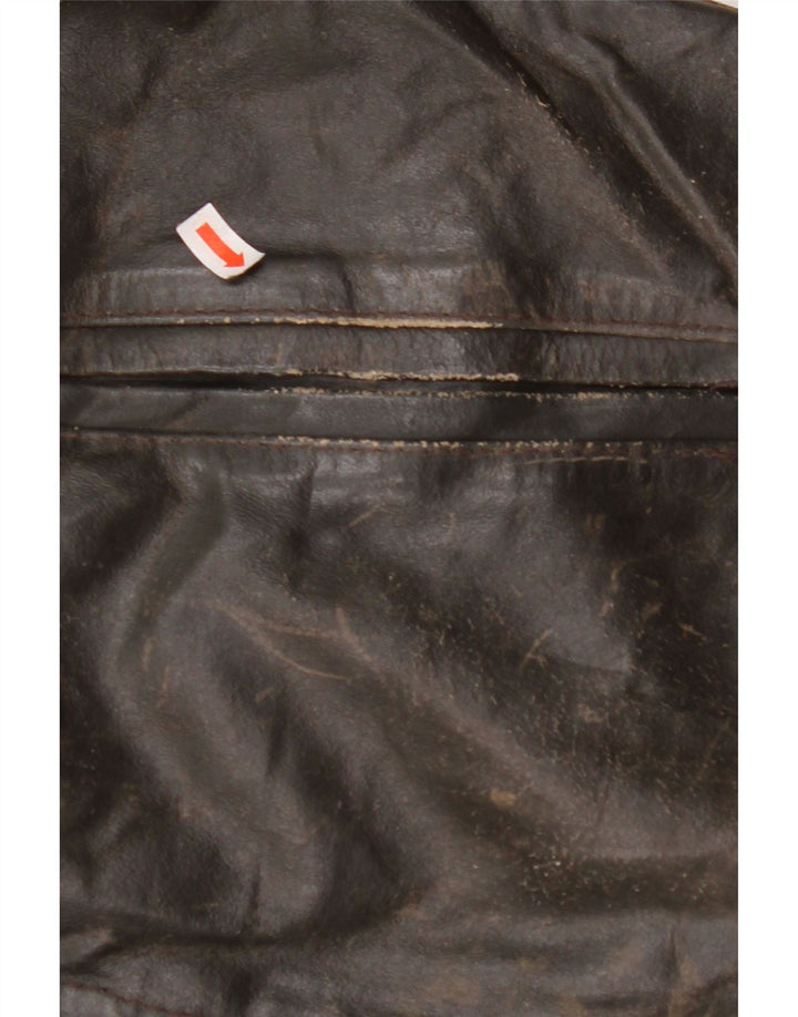 VINTAGE 3/4 ærmet læderjakke til kvinder UK 14 medium brunt læder