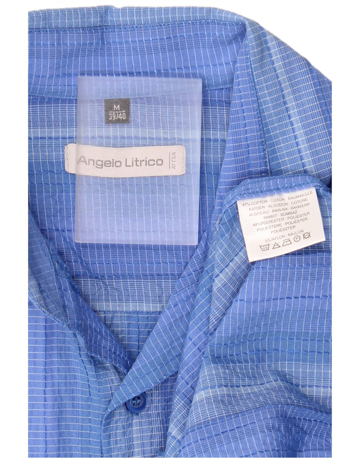 Angelo Litrico Kortærmet Herreskjorte Størrelse 39/40 Medium Blå Stribet