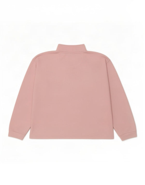 Besætningstøj Dame Oversized Zip Neck Sweatshirt Jumper UK 10 Small Pink