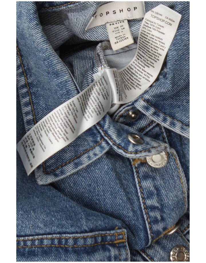 Topshop Dame Denim Playsuit UK 10 Small Blue Cotton