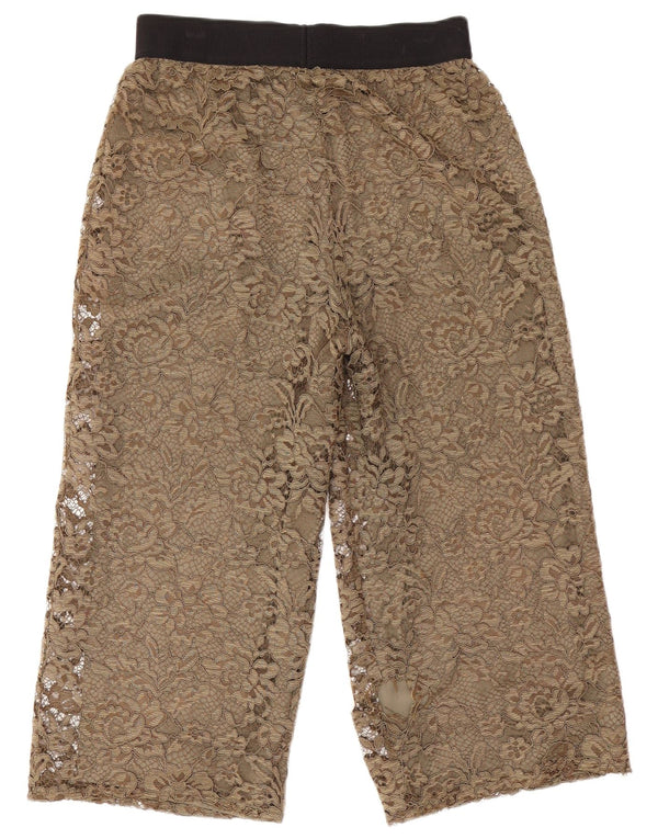 Vintage kvinders blonder Capri bukser Medium W28 L20 Beige Floral Polyester