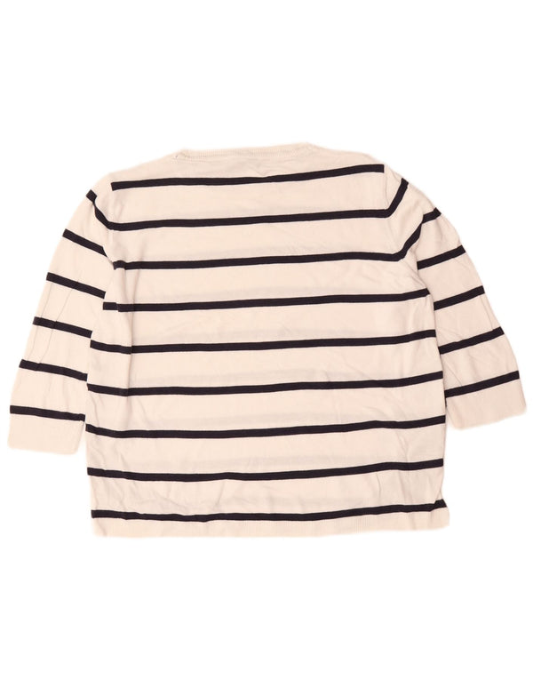 Marks & Spencer Dame sweater med rund hals DK 14 Mellem hvid stribet