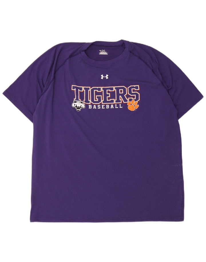 Under Armour Herre Tigers Grafisk T-Shirt Top 2XL Lilla Polyester