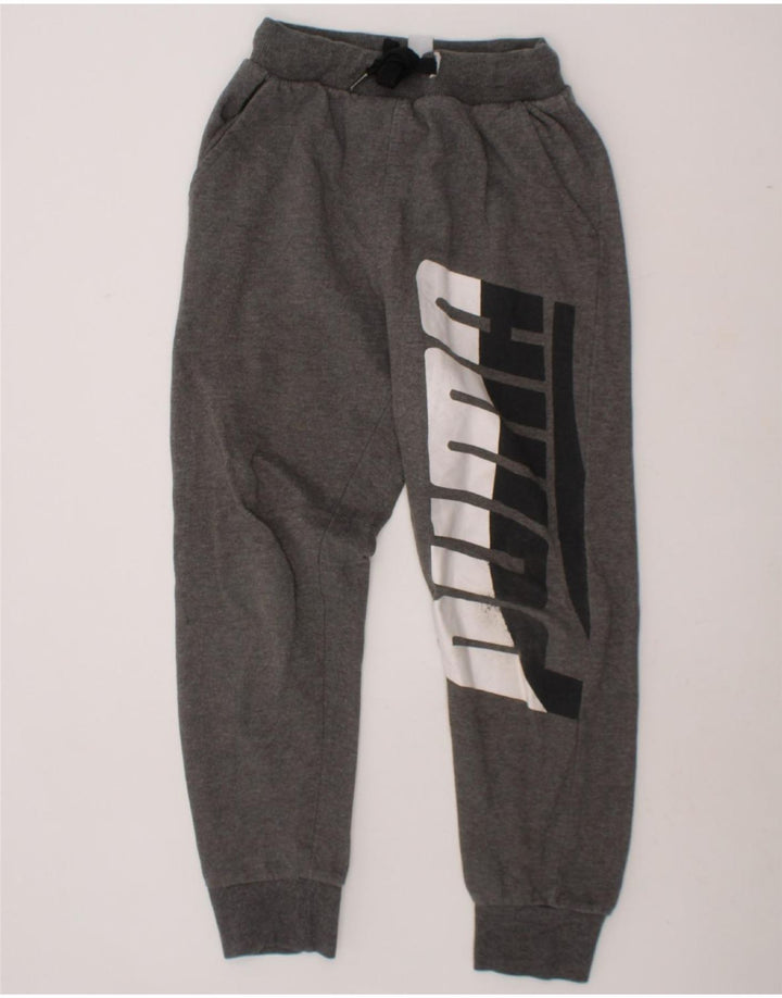 PUMA Boys Graphic Tracksuit Trousers Joggers 7-8 Years Samll Grey Cotton Vintage Puma and Second-Hand Puma from Messina Hembry 