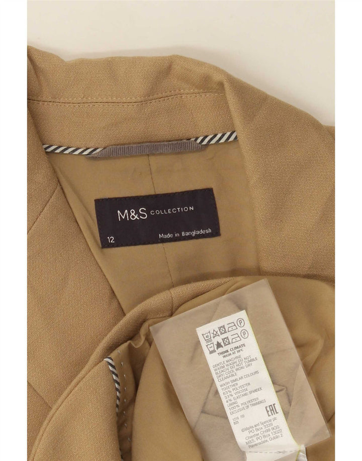 Marks & Spencer Dame 2-knaps blazerjakke UK 12 Medium Beige Polyester