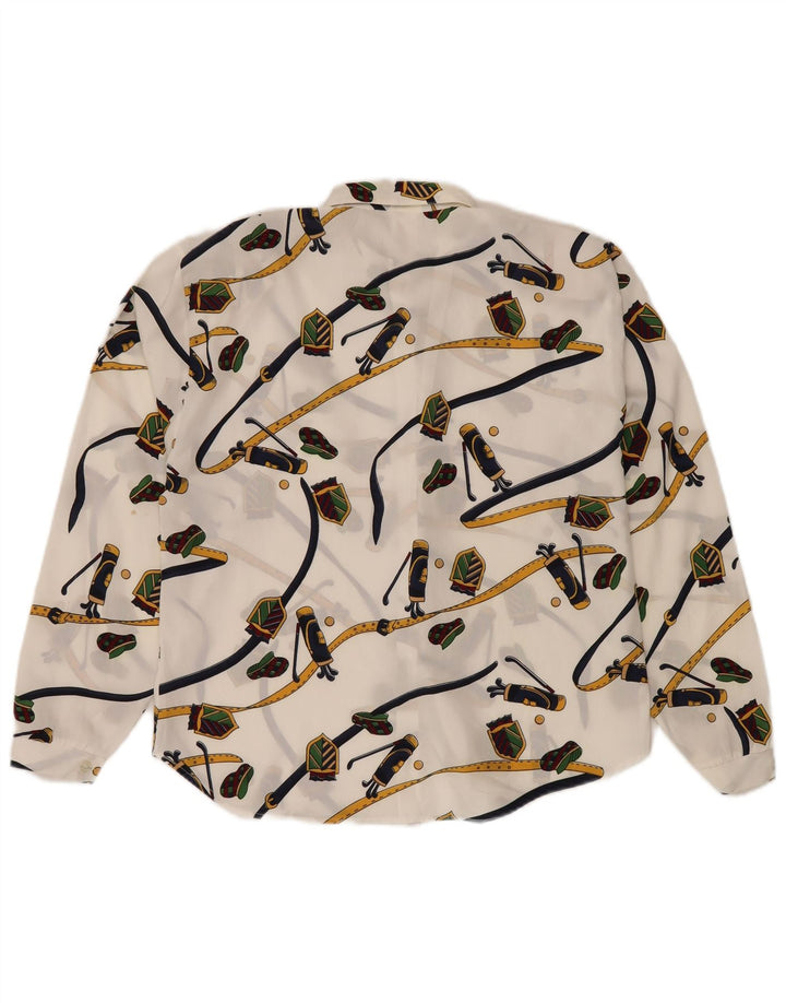 VINTAGE Kvinders abstrakt mønster gennemsigtig skjorte IT 42 Medium White