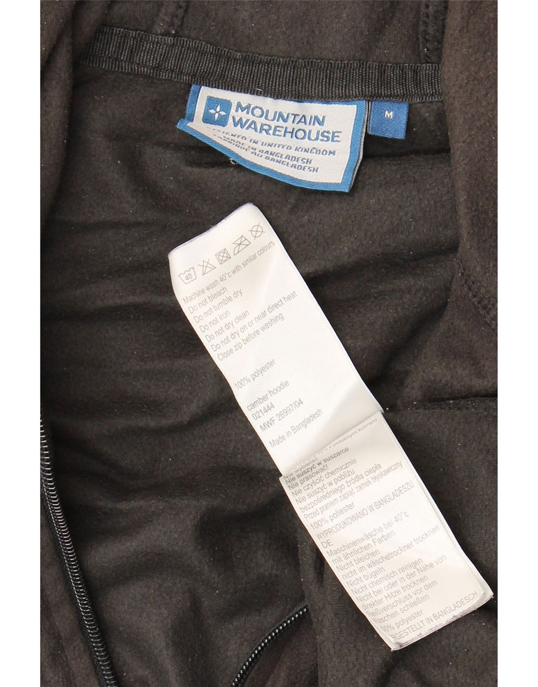 MOUNTAIN WAREHOUSE Mens Hooded Fleece Jacket UK 38 Medium Black Polyester