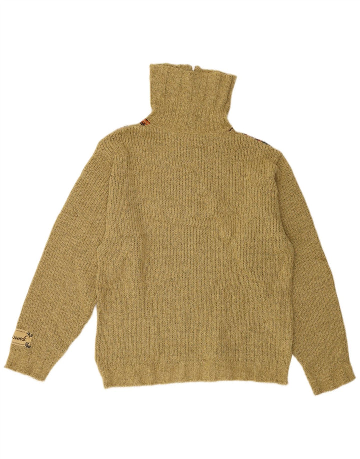 Foxhound Herre Zip Neck Jumper Sweater Medium Khaki stribet uld