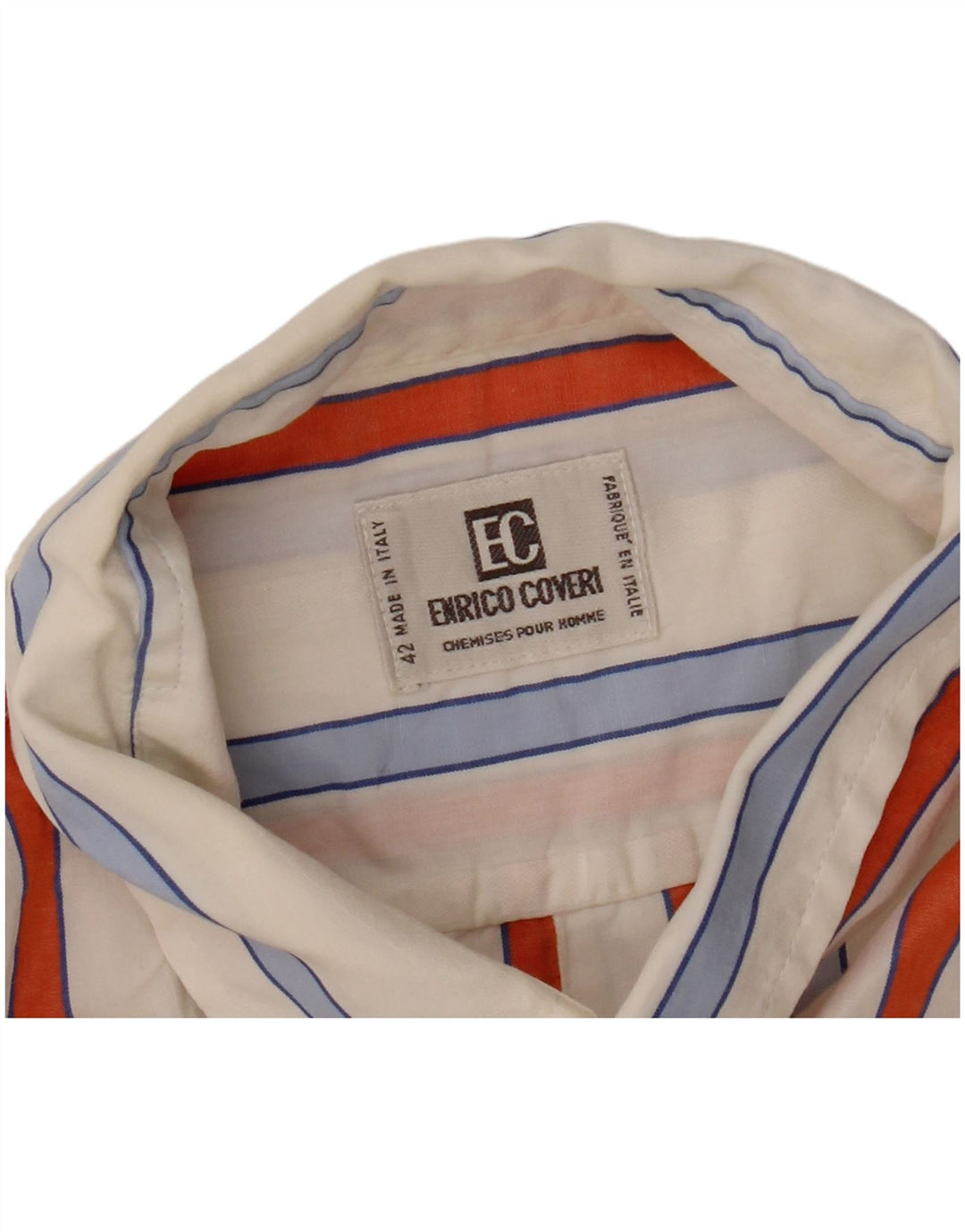 ENRICO COVERI Herre kortærmet skjorte str. 42 Stor hvid stribet
