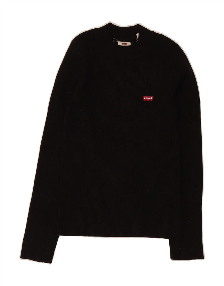 LEVI'S Womens Crop Turtle Neck Jumper Sweater UK 8 Small Black Acrylic Vintage Levi's and Second-Hand Levi's from Messina Hembry 