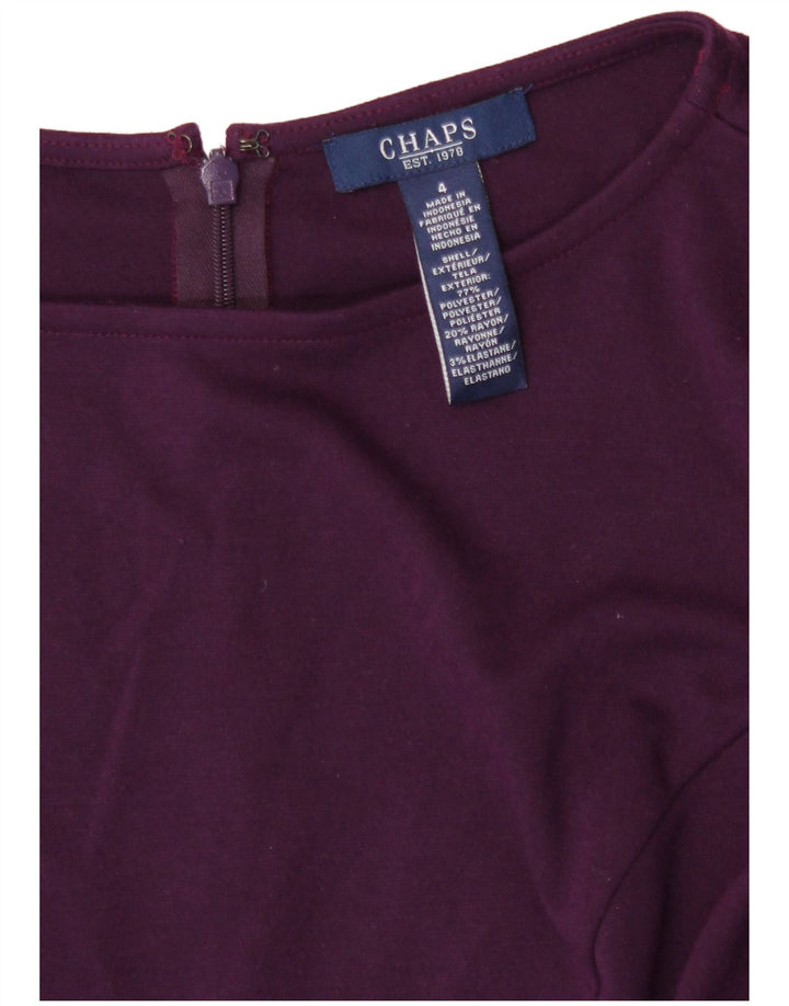 Chaps Dame 3/4-ærmet Skede Kjole US 4 Small Purple Polyester