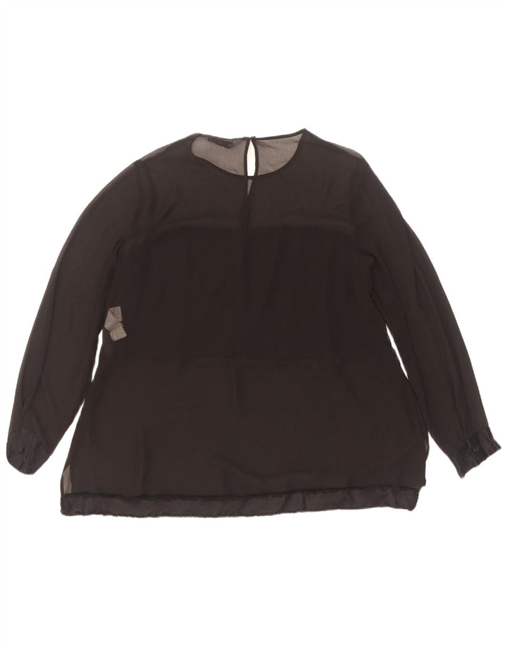 Zara Dame Langærmet Bluse Top UK 10 Small Black Polyester
