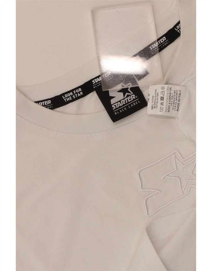 Starter Dame Grafisk T-Shirt Top UK 14 Medium Hvid Bomuld