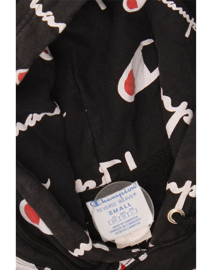 CHAMPION Herre Reverse Weave Grafisk Hoodie Jumper Lille sort bomuld