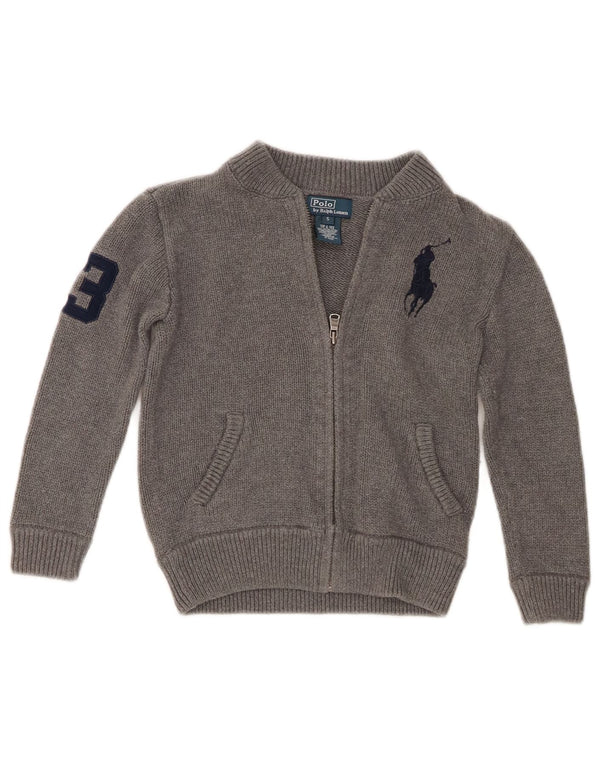 Ralph Lauren drenge grafisk cardigan sweater 4-5 år lille grå bomuld