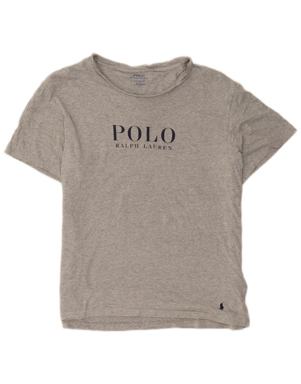 Polo Ralph Lauren Dame Grafisk T-Shirt Top UK 16 Stor Grå Bomuld