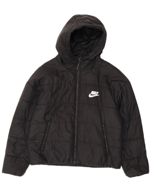 Nike drenge grafisk polstret jakke med hætte 10-11 år medium sort polyester