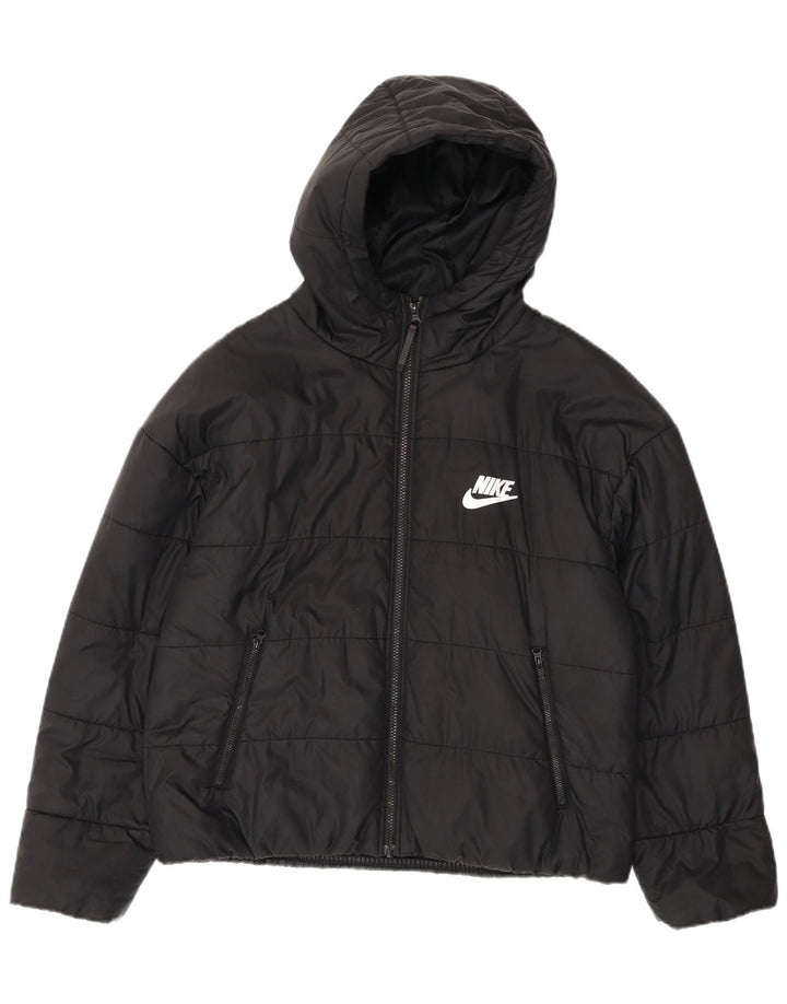 Nike drenge grafisk polstret jakke med hætte 10-11 år medium sort polyester