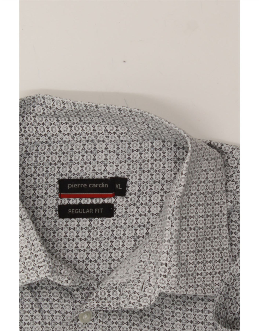 PIERRE CARDIN Mens Regular Fit Short Sleeve Shirt XL Grey Geometric Vintage Pierre Cardin and Second-Hand Pierre Cardin from Messina Hembry 