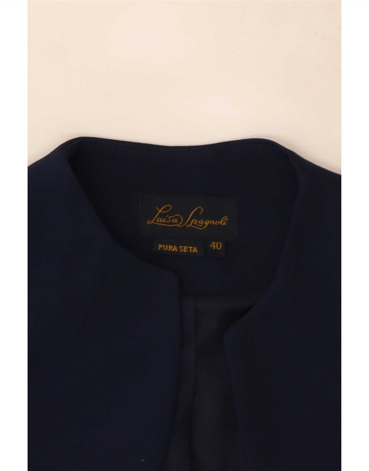 Luisa Spagnoli Dame 3/4 ærmet åben Bolero jakke IT 40 Small Navy Blue