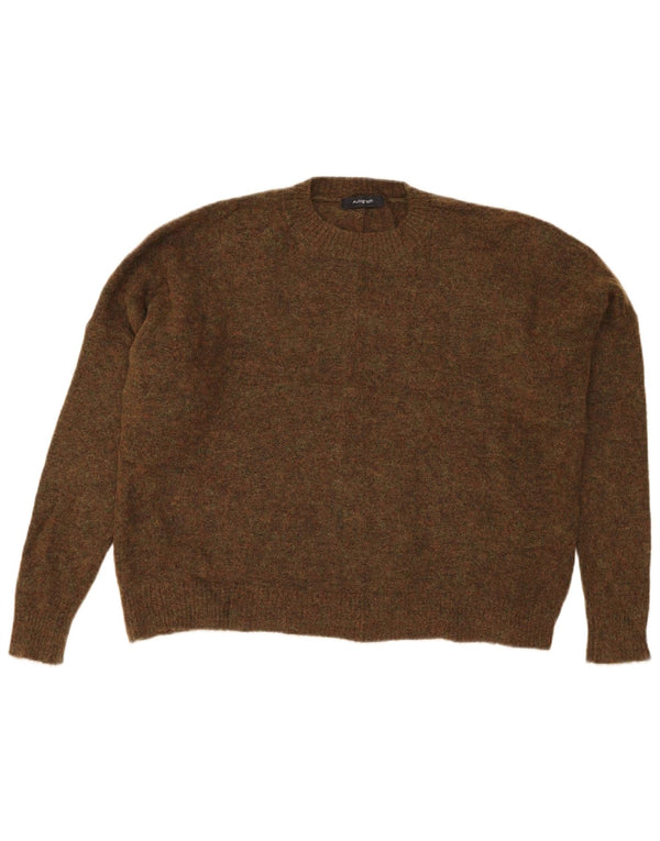 Marks & Spencer Dame Crop Crew Neck Jumper Sweater UK 16 Large Khaki