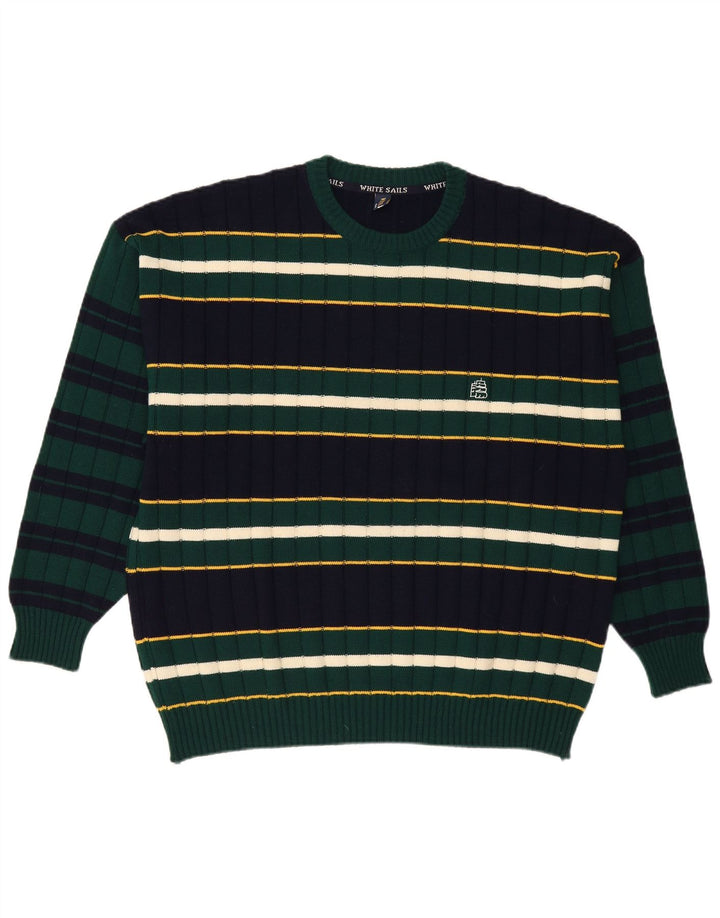 Hvide Sejl Herre Crew Neck Jumper Sweater 2XL Marineblå Stribet