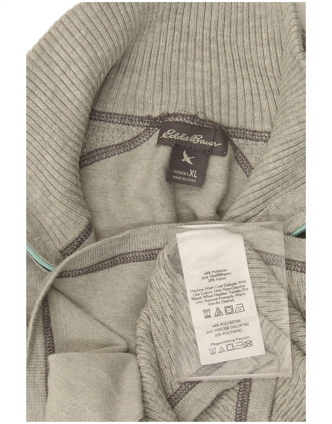 EDDIE BAUER Sweater med lynlås til kvinder UK 18 XL Grå polyester