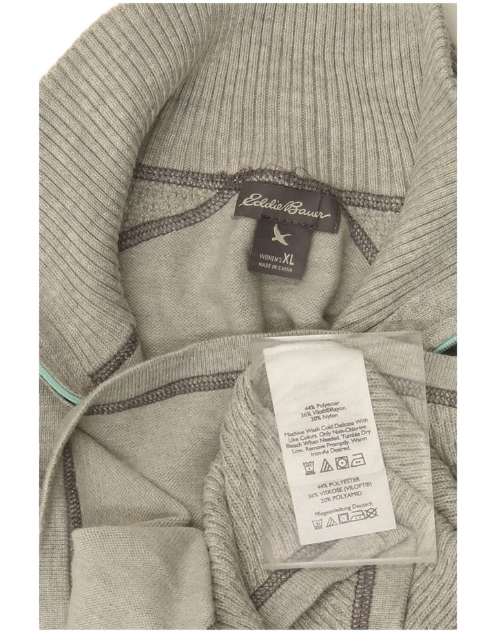 EDDIE BAUER Sweater med lynlås til kvinder UK 18 XL Grå polyester