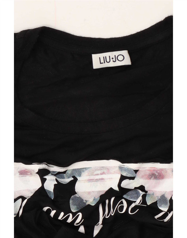 Liu Jo Grafisk T-Shirt Top UK 12 Medium Sort