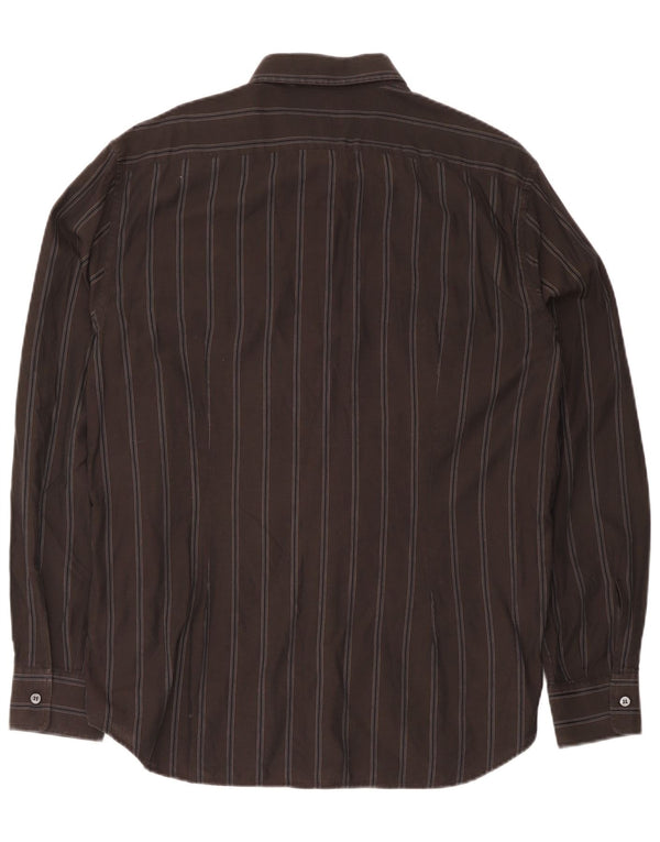 Trussardi Jeans herreskjorte 2XL brun stribet bomuld