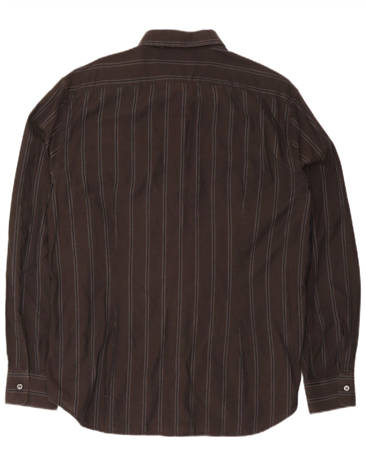 Trussardi Jeans herreskjorte 2XL brun stribet bomuld
