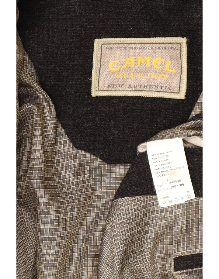 CAMEL ACTIVE Herrestrikket 3-knaps blazerjakke UK 40 Stor grå uld