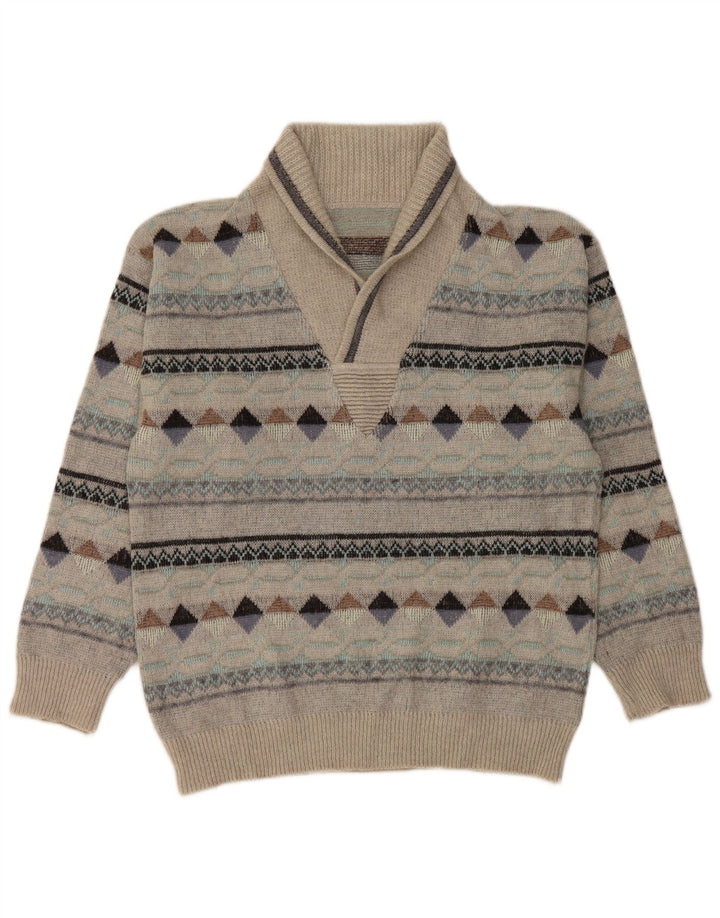 Vintage Herre sjalhalstrøje IT 50 Medium Grey Argyle/Diamond