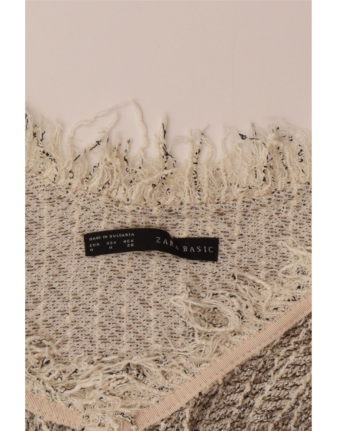 Zara Womens Open Cardigan Sweater UK 12 Medium Grå Stribet