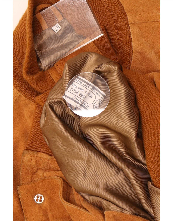 Vintage herre ruskind bomberjakke IT 48 Medium Beige Læder