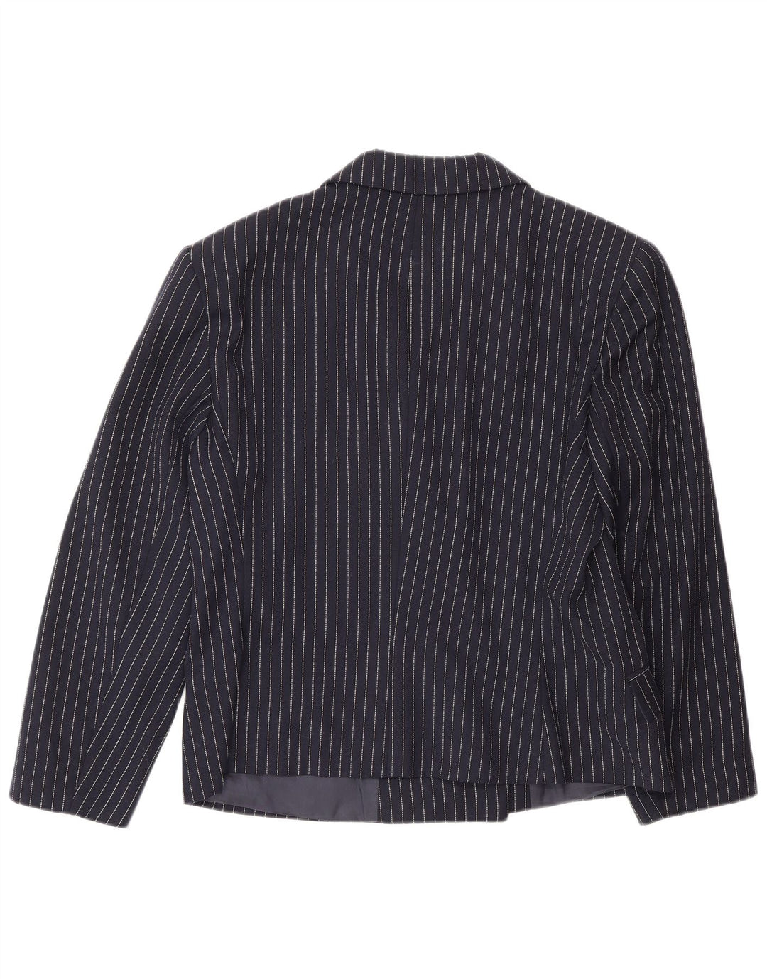 Vintage dame dobbeltradet blazerjakke IT 48 XL marineblå nålestribe